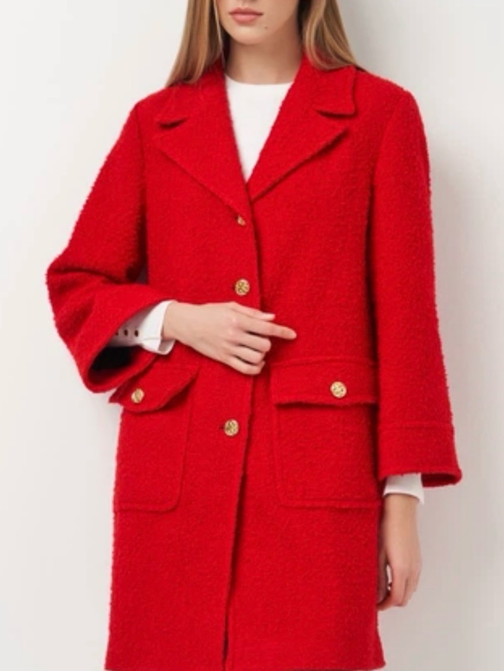 Zara Textured Wool Blend  coat with Gold Buttons